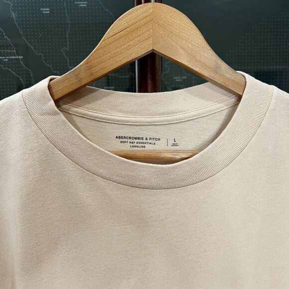 Abercrombie & Fitch - Soft Essentials Long Line T-shirt Raw Hem Large - Nude - Picture 3 of 6